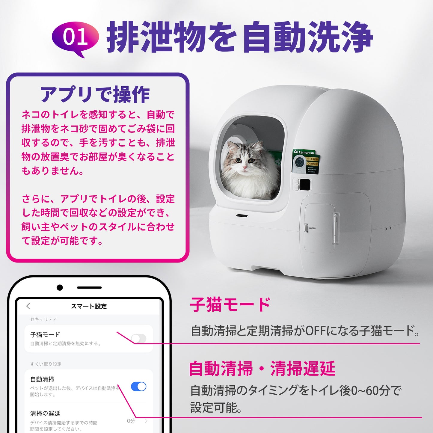 PUROBOT MAX PRO / P9904 / AIカメラ全自動猫トイレ